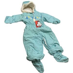 Vintage Weather Winky Snow Suit Toddler 18 Months Green Baby Coat New Old Stock